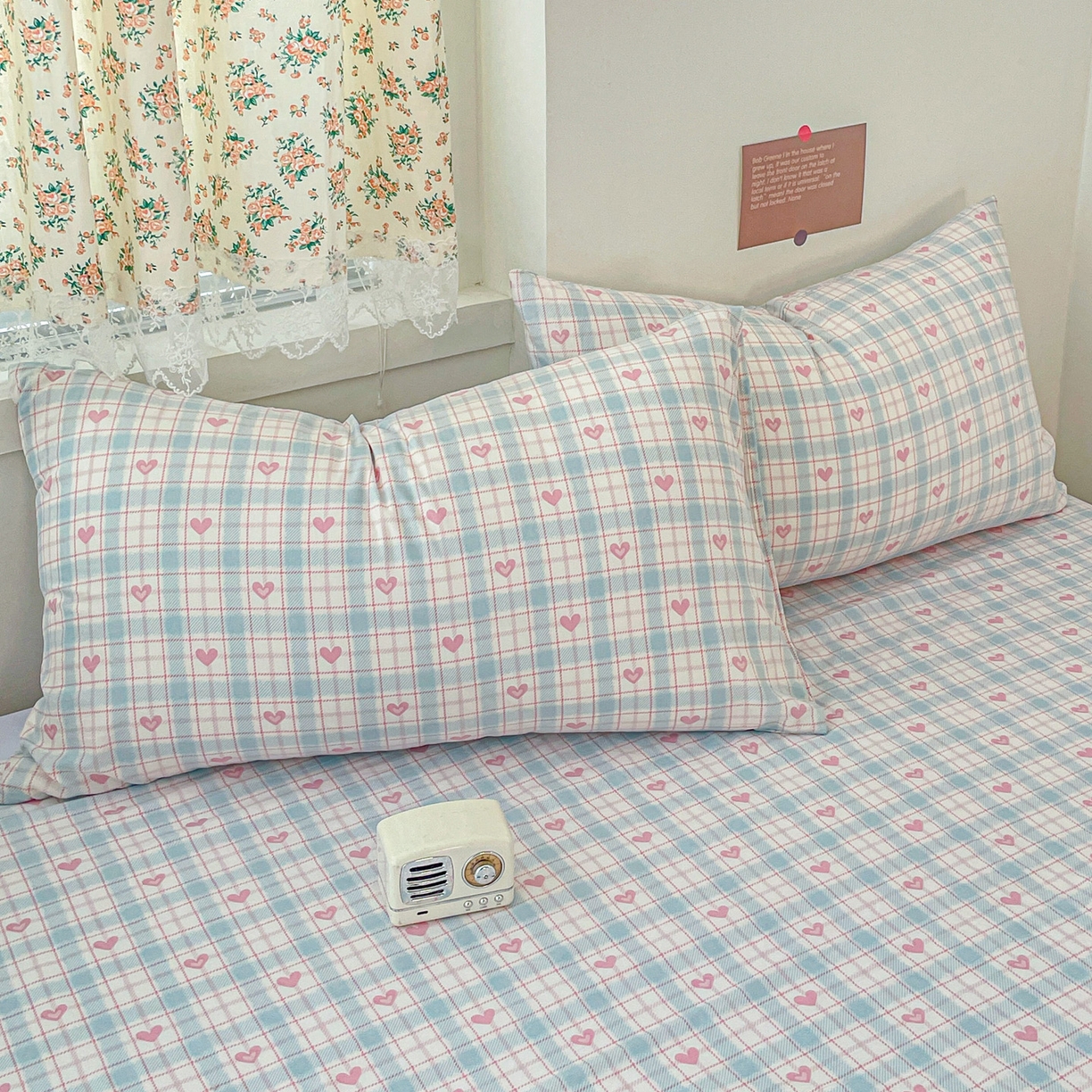 91家纺网 家纺一手货源 找家纺 纽缦家纺 2026春夏新款A类水洗棉四件套 温暖粉心