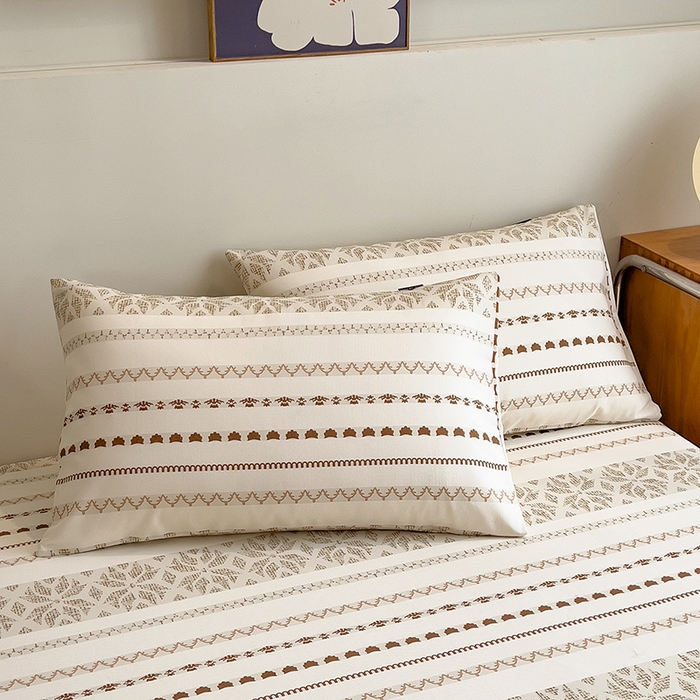 91家纺网 家纺一手货源 找家纺 芃成家纺 2026春夏新款全棉纯棉加厚老粗布单床单床单单件床单三件套 杏影雅条