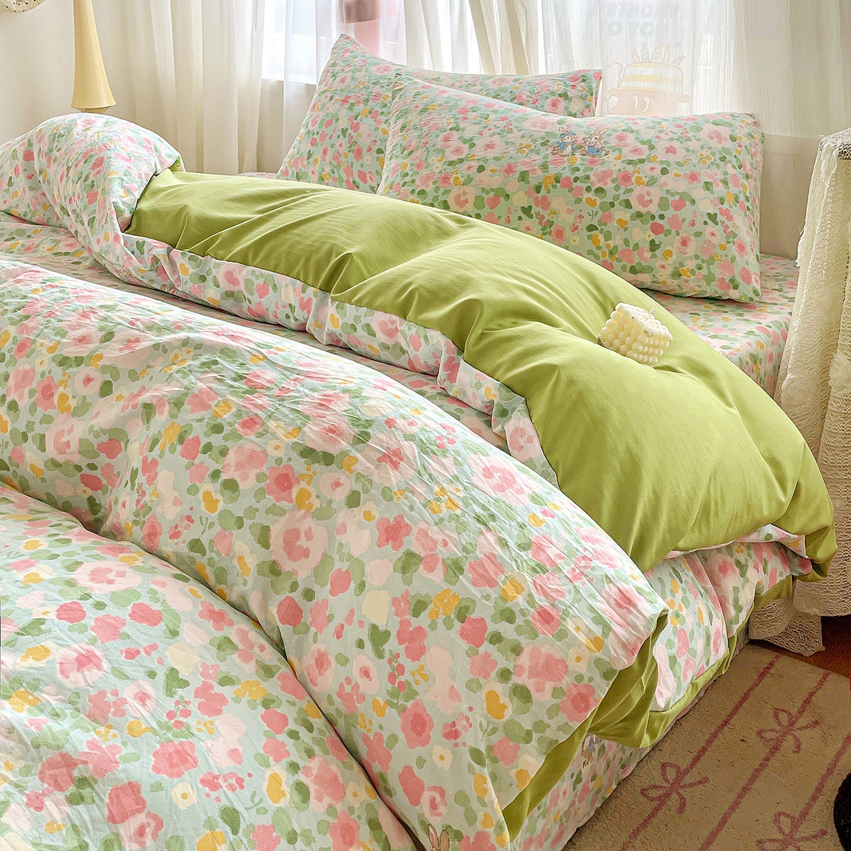 纽缦家纺 2026春夏新款A类水洗棉四件套 小兔岛