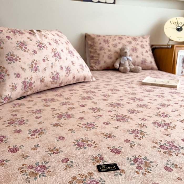 91家纺网 家纺一手货源 找家纺 芃成家纺 2026春夏新款全棉纯棉加厚老粗布单床单床单单件床单三件套 月下玫瑰