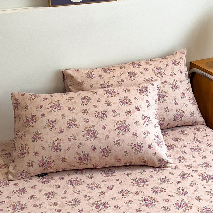 91家纺网 家纺一手货源 找家纺 芃成家纺 2026春夏新款全棉纯棉加厚老粗布单床单床单单件床单三件套 月下玫瑰