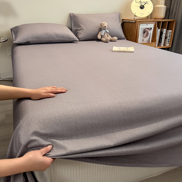 91家纺网 家纺一手货源 找家纺 芃成家纺 2026春夏新款全棉纯棉加厚老粗布单床单床单单件床单三件套 云灰