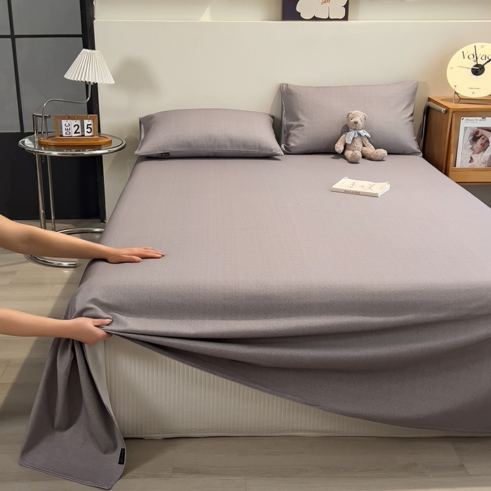 91家纺网 家纺一手货源 找家纺 芃成家纺 2026春夏新款全棉纯棉加厚老粗布单床单床单单件床单三件套 云灰