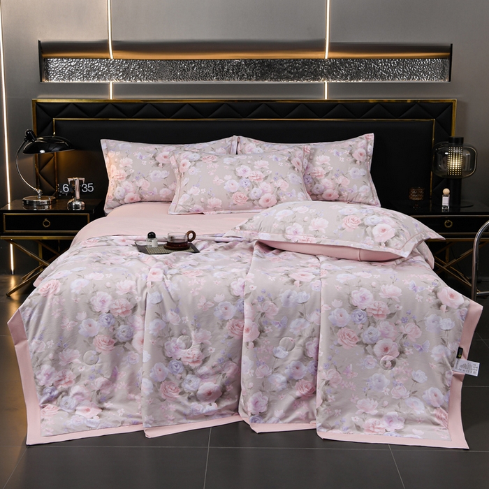 千嘻汇 2026新款水洗天丝真丝夏被四件套夏凉被空调被 莫奈花园