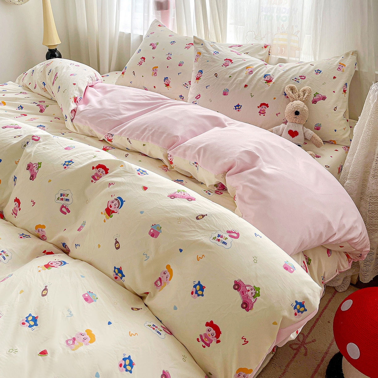 纽缦家纺 2026春夏新款A类水洗棉四件套 小新控