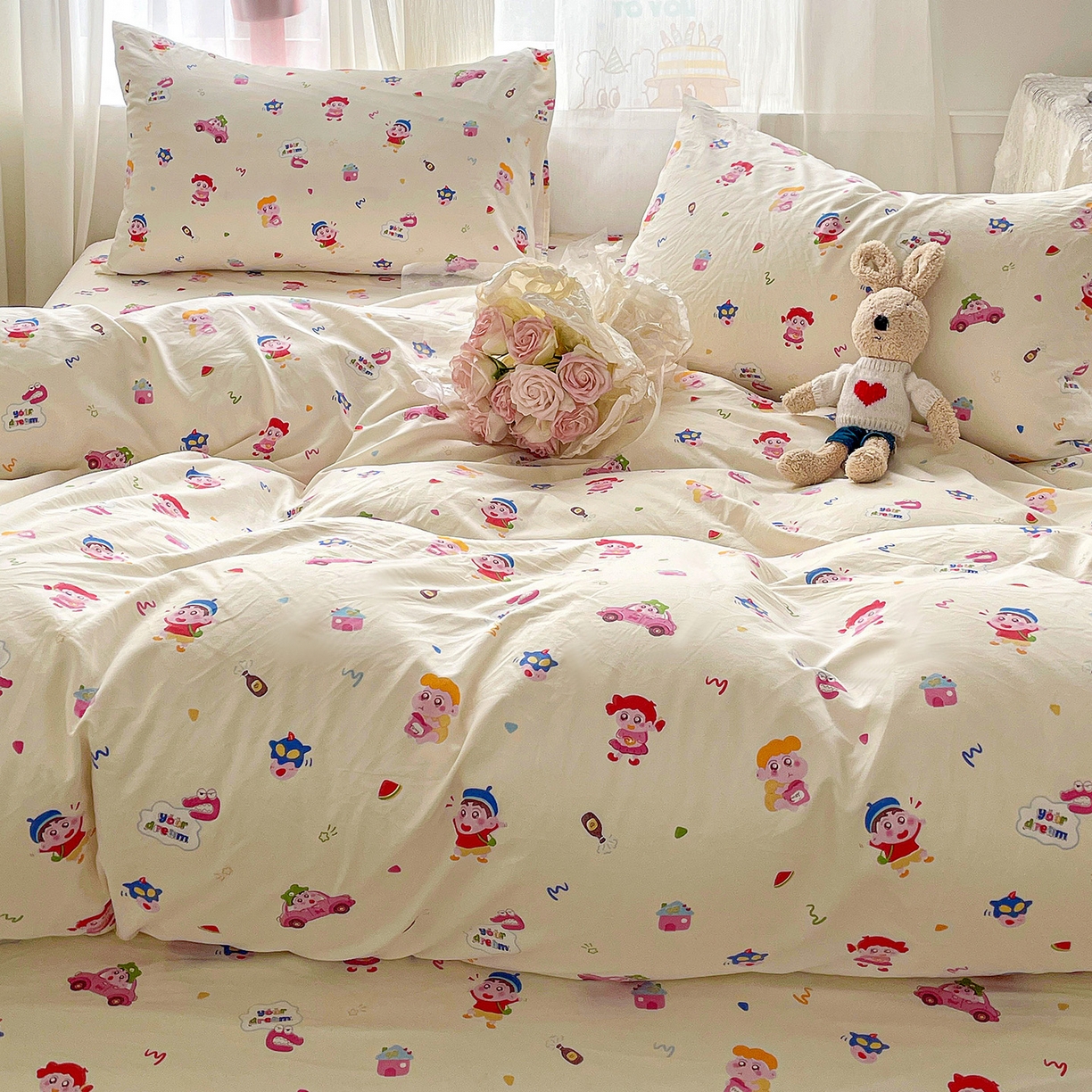 91家纺网 家纺一手货源 找家纺 纽缦家纺 2026春夏新款A类水洗棉四件套 小新控