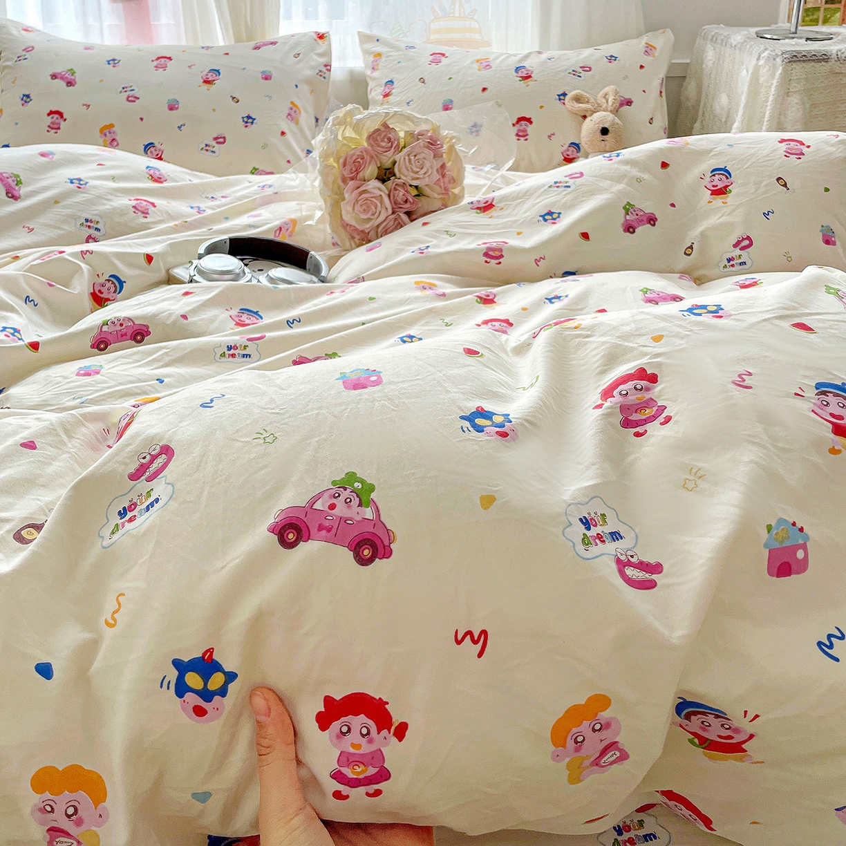 91家纺网 家纺一手货源 找家纺 纽缦家纺 2026春夏新款A类水洗棉四件套 小新控