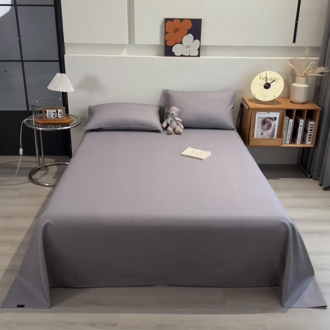 91家纺网 家纺一手货源 找家纺 芃成家纺 2026春夏新款全棉纯棉加厚老粗布单床单床单单件床单三件套 云灰