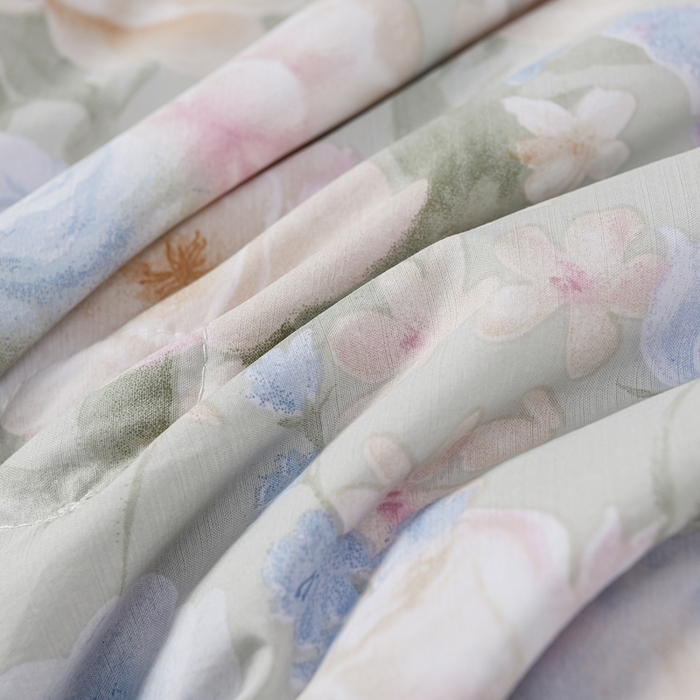 91家纺网 家纺一手货源 找家纺 千嘻汇 2026新款水洗天丝真丝夏被四件套夏凉被空调被 莫奈花园绿