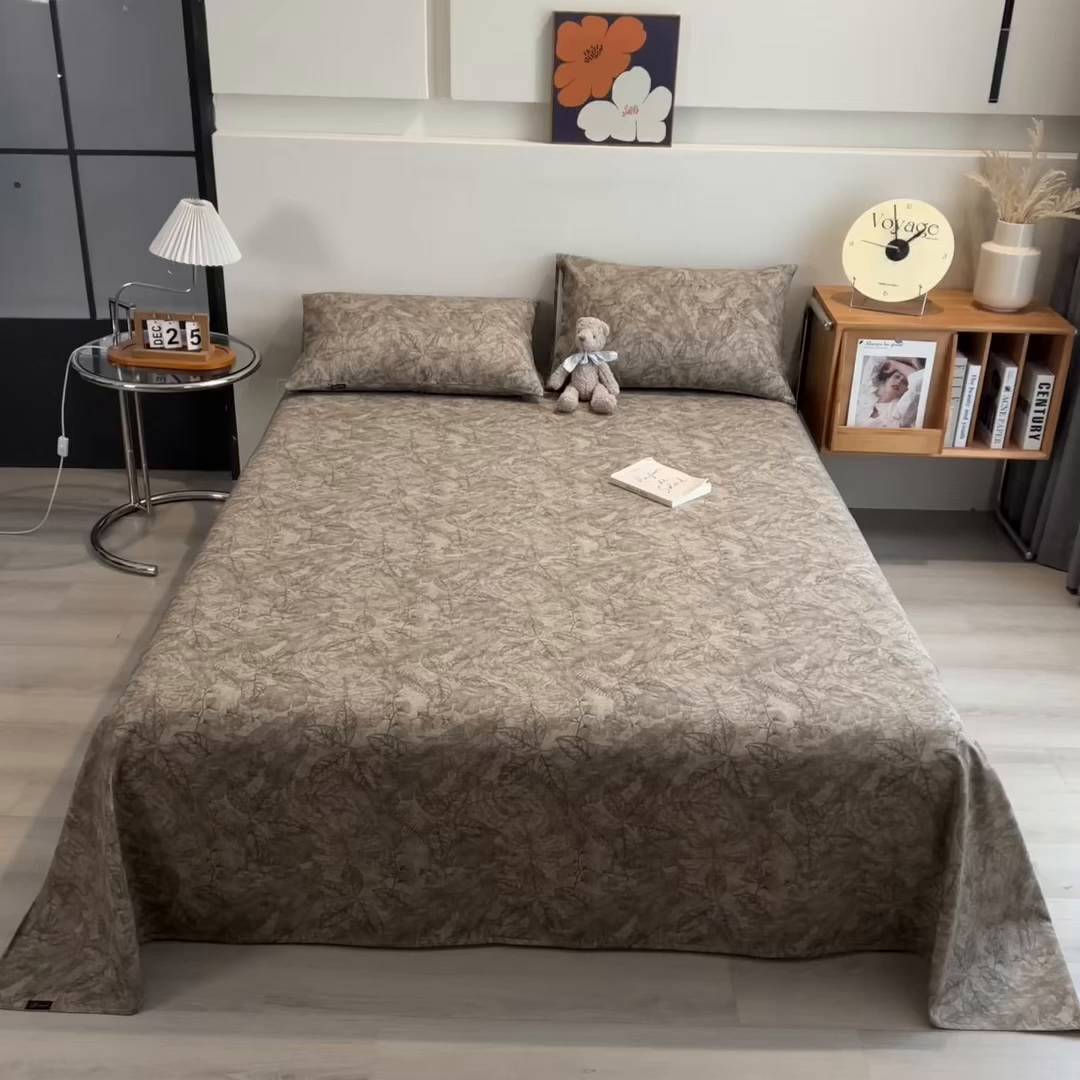 91家纺网 家纺一手货源 找家纺 芃成家纺 2026春夏新款全棉纯棉加厚老粗布单床单床单单件床单三件套 云栖影