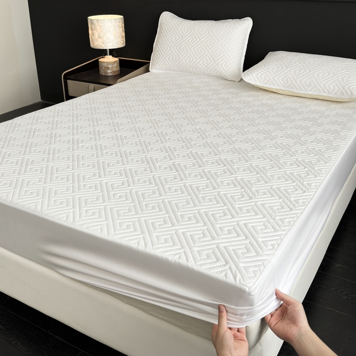 91家纺网 家纺一手货源 找家纺 （总）慕克斯家纺 2026新款防水回字格床笠-慕克斯