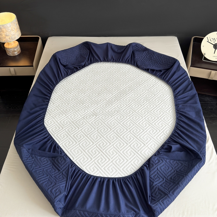 91家纺网 家纺一手货源 找家纺 慕克斯家纺 2026新款防水回字格床笠-慕克斯 藏青