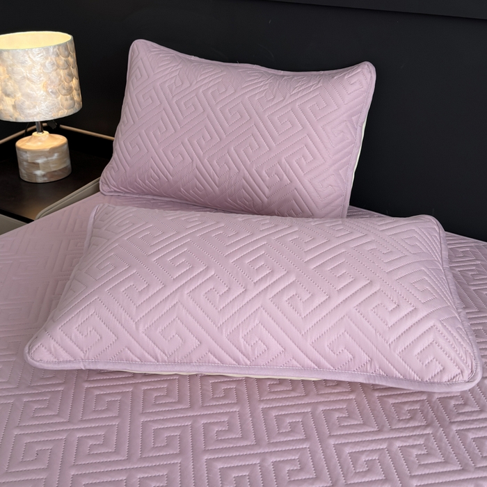 91家纺网 家纺一手货源 找家纺 慕克斯家纺 2026新款防水回字格床笠-慕克斯 豆沙