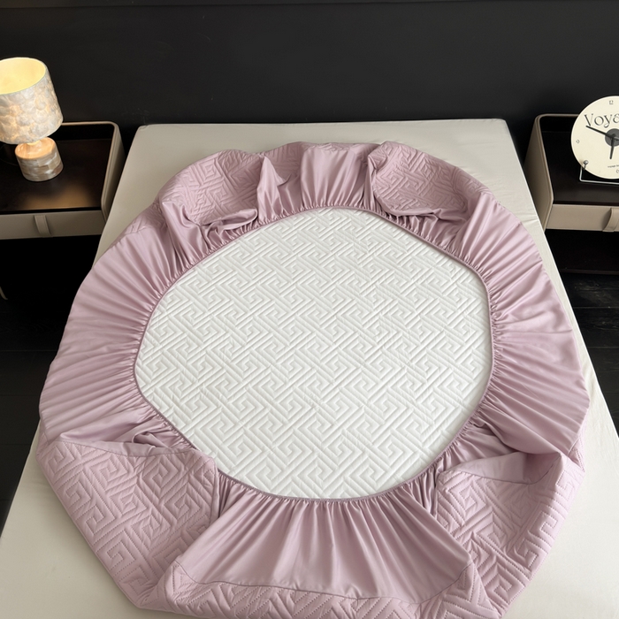 91家纺网 家纺一手货源 找家纺 慕克斯家纺 2026新款防水回字格床笠-慕克斯 豆沙