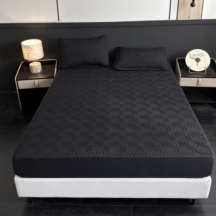 91家纺网 家纺一手货源 找家纺 慕克斯家纺 2026新款防水回字格床笠-慕克斯 黑色