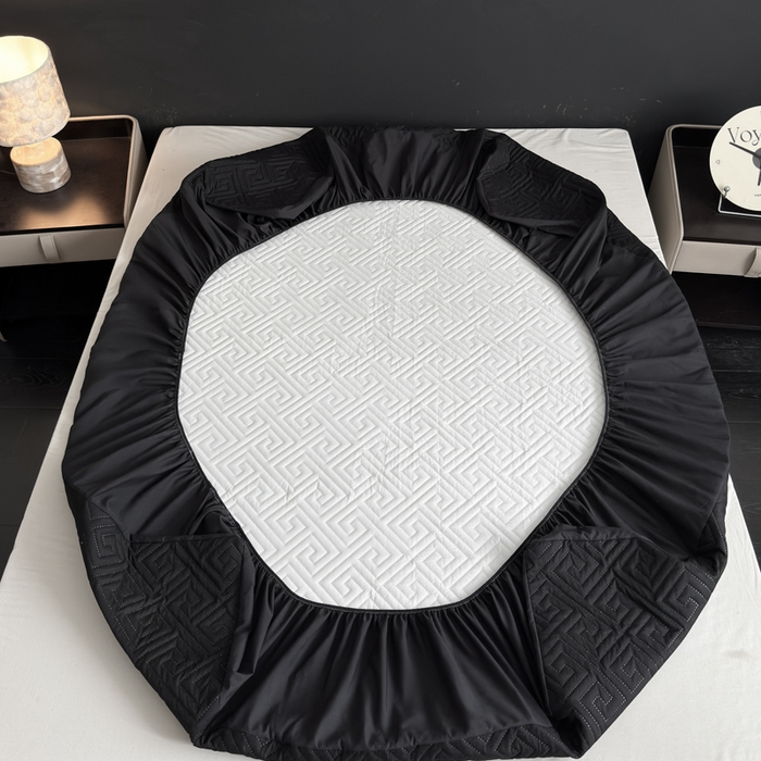 91家纺网 家纺一手货源 找家纺 慕克斯家纺 2026新款防水回字格床笠-慕克斯 黑色