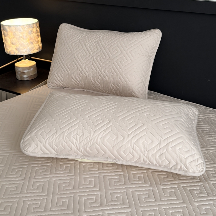 91家纺网 家纺一手货源 找家纺 慕克斯家纺 2026新款防水回字格床笠-慕克斯 卡其