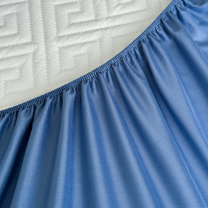 91家纺网 家纺一手货源 找家纺 慕克斯家纺 2026新款防水回字格床笠-慕克斯 蓝灰