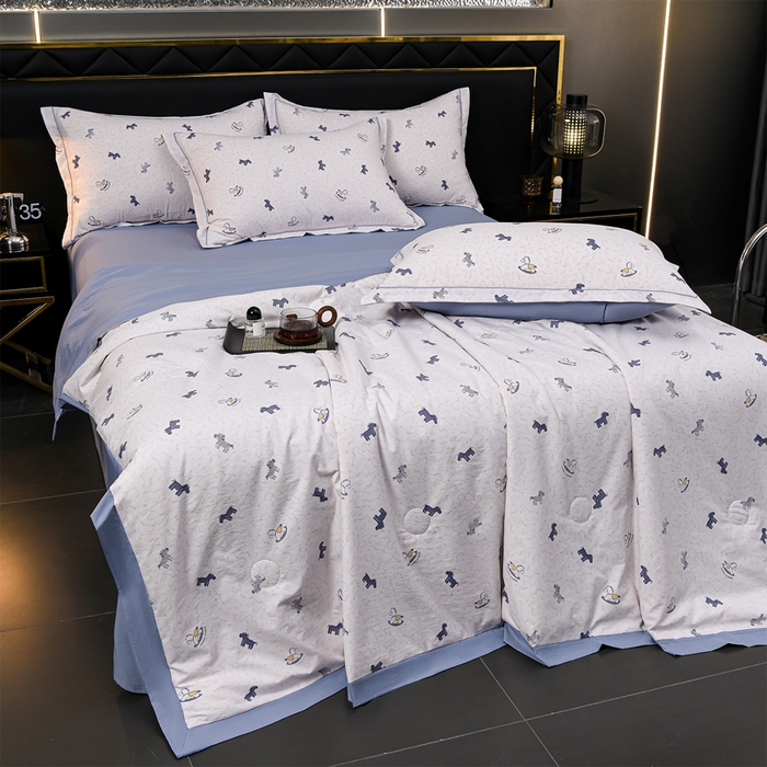 91家纺网 家纺一手货源 找家纺 千嘻汇 2026新款水洗天丝真丝夏被四件套夏凉被空调被 木马