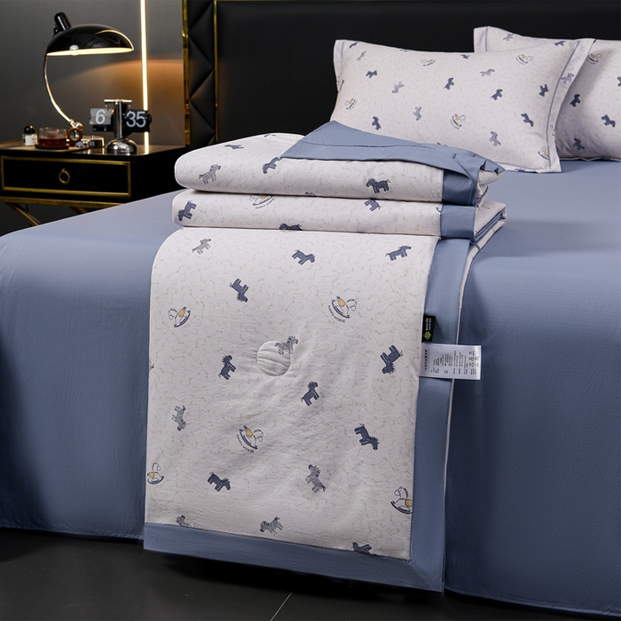 91家纺网 家纺一手货源 找家纺 千嘻汇 2026新款水洗天丝真丝夏被四件套夏凉被空调被 木马