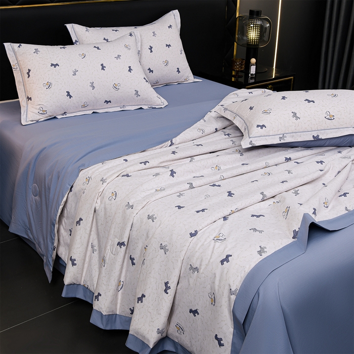 91家纺网 家纺一手货源 找家纺 千嘻汇 2026新款水洗天丝真丝夏被四件套夏凉被空调被 木马