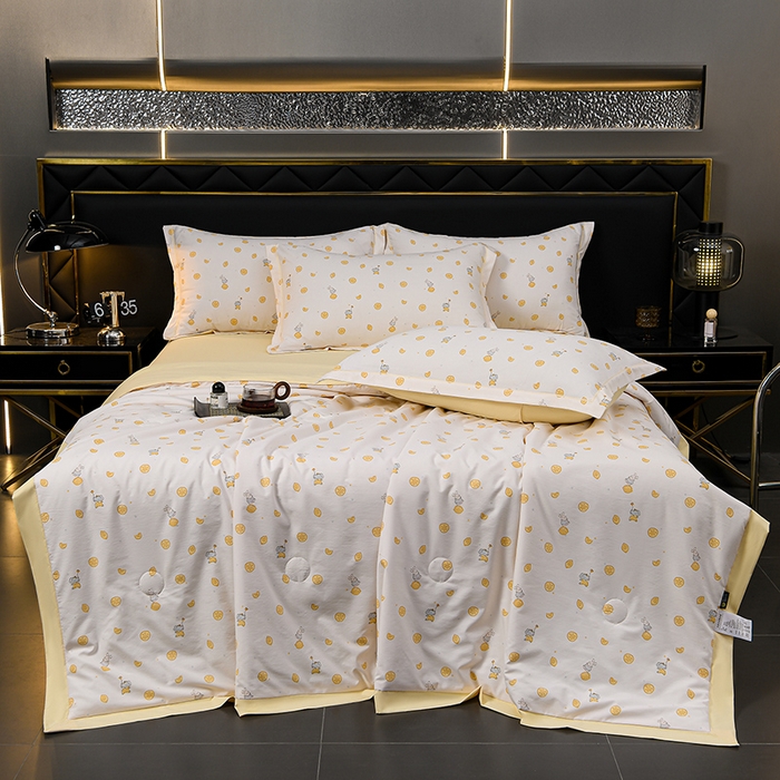 千嘻汇 2026新款水洗天丝真丝夏被四件套夏凉被空调被 柠檬