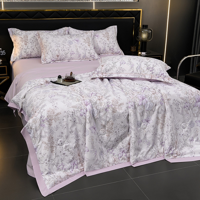 91家纺网 家纺一手货源 找家纺 千嘻汇 2026新款水洗天丝真丝夏被四件套夏凉被空调被 盛夏