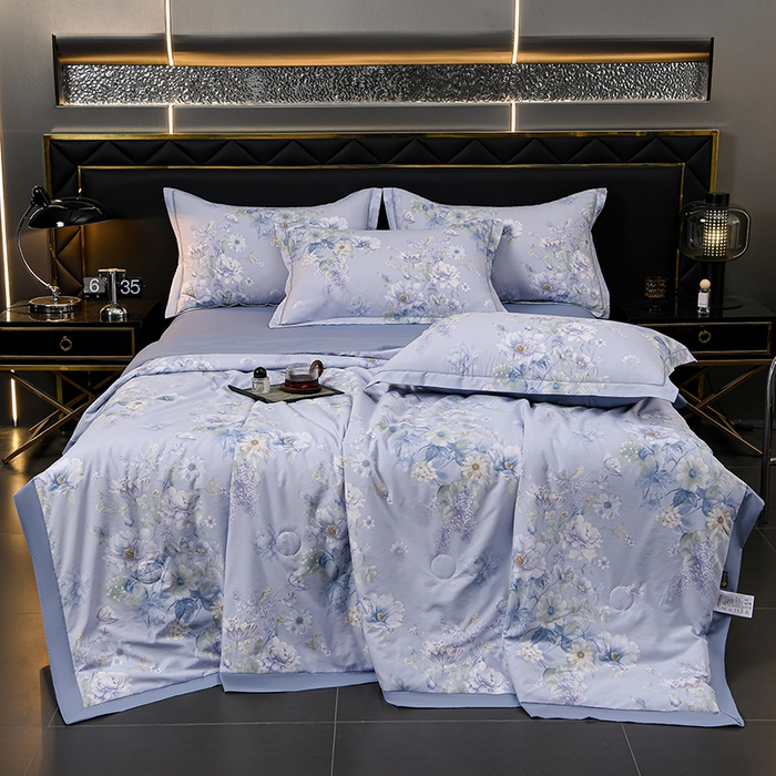 千嘻汇 2026新款水洗天丝真丝夏被四件套夏凉被空调被 水韵蓝