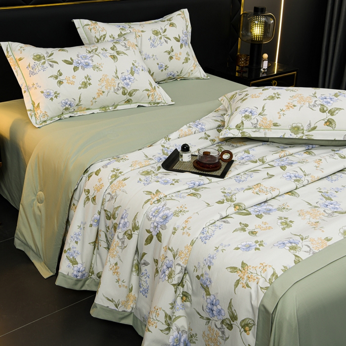 91家纺网 家纺一手货源 找家纺 千嘻汇 2026新款水洗天丝真丝夏被四件套夏凉被空调被 松香