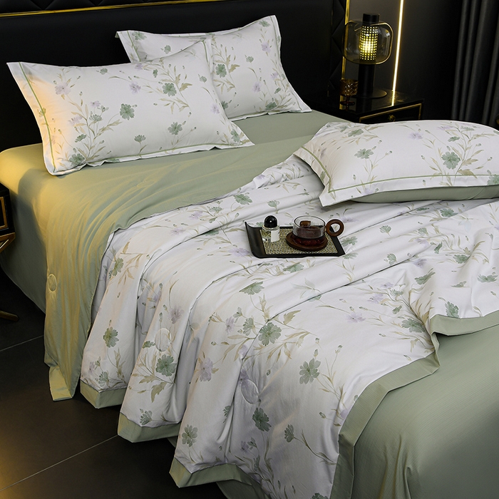 91家纺网 家纺一手货源 找家纺 千嘻汇 2026新款水洗天丝真丝夏被四件套夏凉被空调被 温岚绿