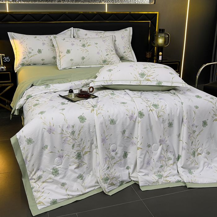 91家纺网 家纺一手货源 找家纺 千嘻汇 2026新款水洗天丝真丝夏被四件套夏凉被空调被 温岚绿