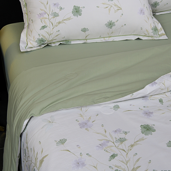 91家纺网 家纺一手货源 找家纺 千嘻汇 2026新款水洗天丝真丝夏被四件套夏凉被空调被 温岚绿