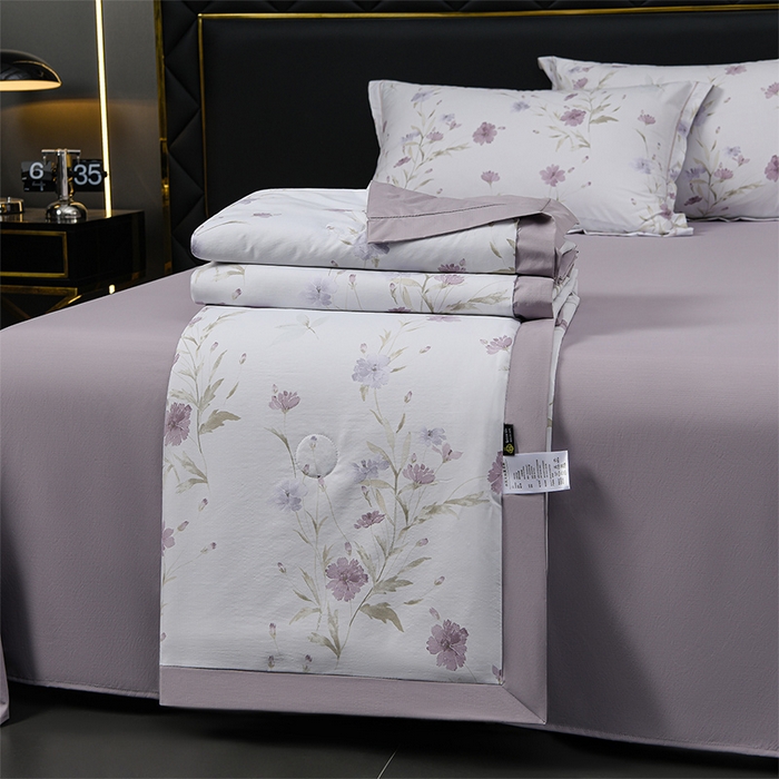 91家纺网 家纺一手货源 找家纺 千嘻汇 2026新款水洗天丝真丝夏被四件套夏凉被空调被 温岚紫