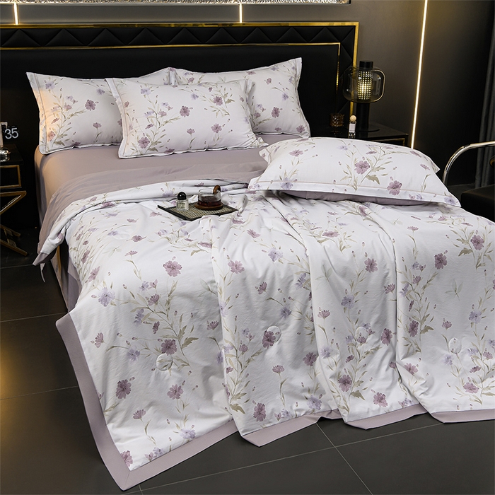 91家纺网 家纺一手货源 找家纺 千嘻汇 2026新款水洗天丝真丝夏被四件套夏凉被空调被 温岚紫