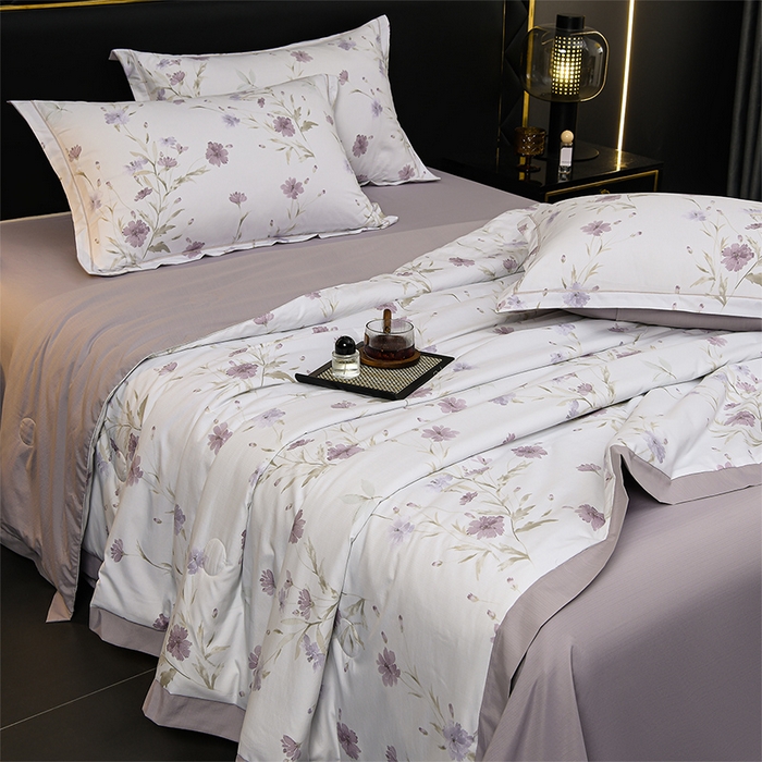 91家纺网 家纺一手货源 找家纺 千嘻汇 2026新款水洗天丝真丝夏被四件套夏凉被空调被 温岚紫