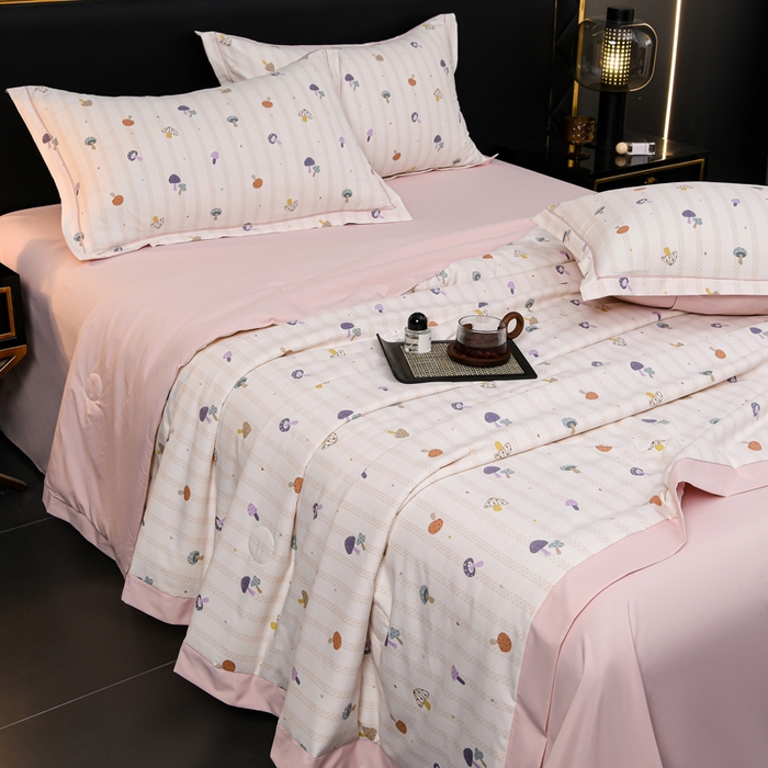 91家纺网 家纺一手货源 找家纺 千嘻汇 2026新款水洗天丝真丝夏被四件套夏凉被空调被 云朵菇