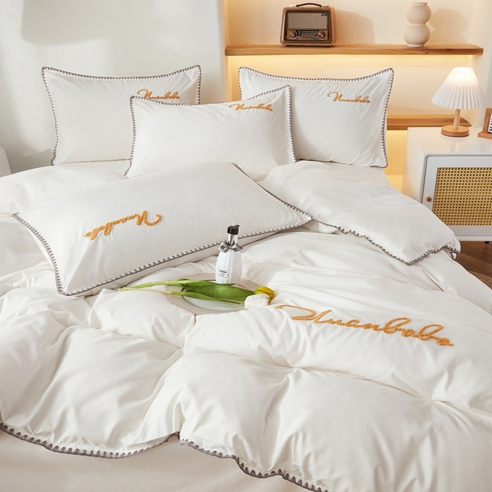 91家纺网 家纺一手货源 找家纺 （总）啊雅家居 2026新款A类水洗棉贝壳边毛巾绣四件套