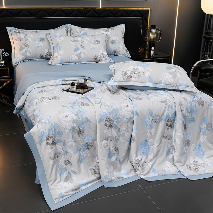 91家纺网 家纺一手货源 找家纺 千嘻汇 2026新款水洗天丝真丝夏被四件套夏凉被空调被 云兮