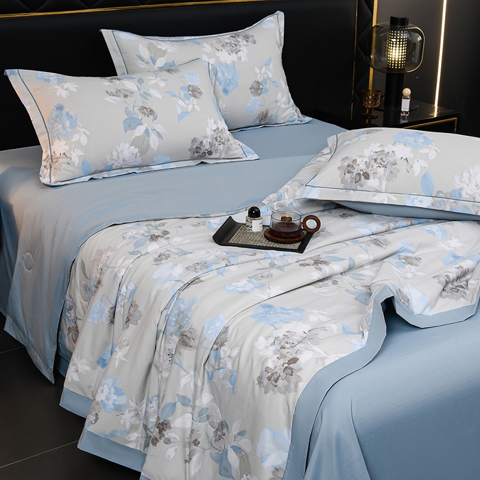 91家纺网 家纺一手货源 找家纺 千嘻汇 2026新款水洗天丝真丝夏被四件套夏凉被空调被 云兮