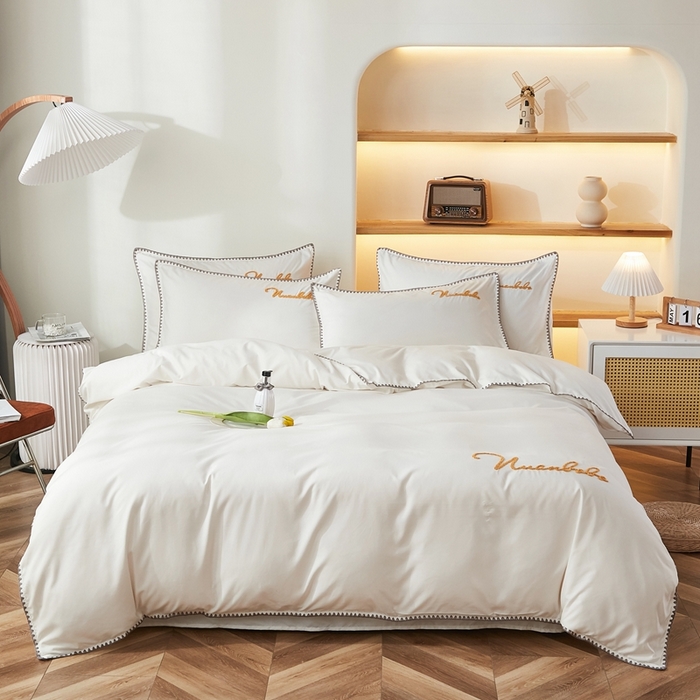 91家纺网 家纺一手货源 找家纺 （总）啊雅家居 2026新款A类水洗棉贝壳边毛巾绣四件套