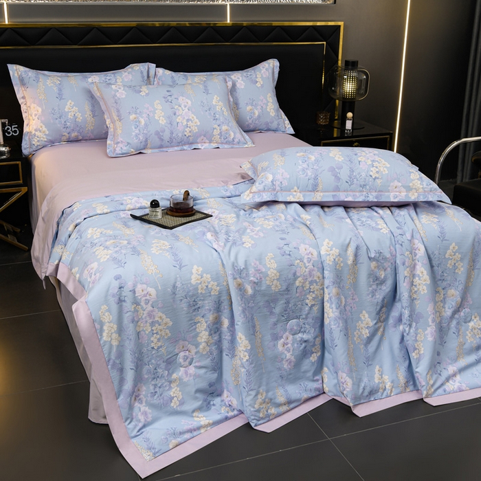 91家纺网 家纺一手货源 找家纺 千嘻汇 2026新款水洗天丝真丝夏被四件套夏凉被空调被 紫罗兰