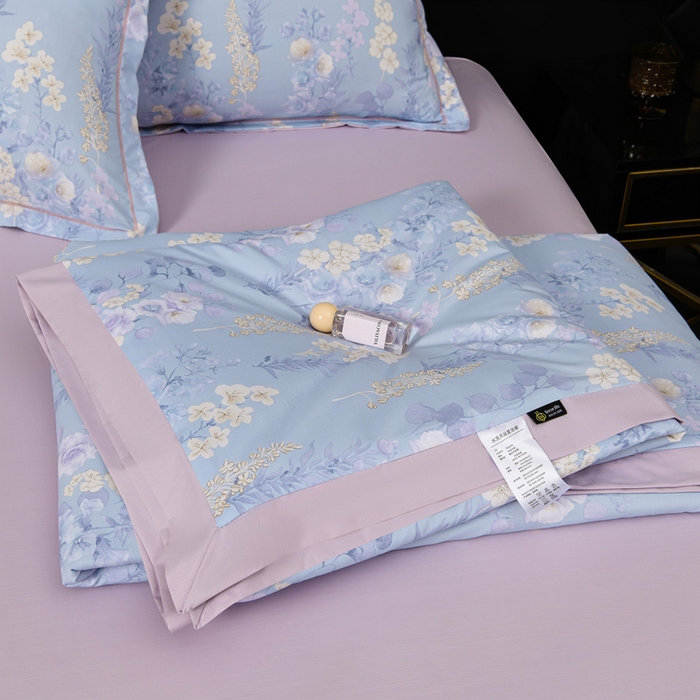 91家纺网 家纺一手货源 找家纺 千嘻汇 2026新款水洗天丝真丝夏被四件套夏凉被空调被 紫罗兰