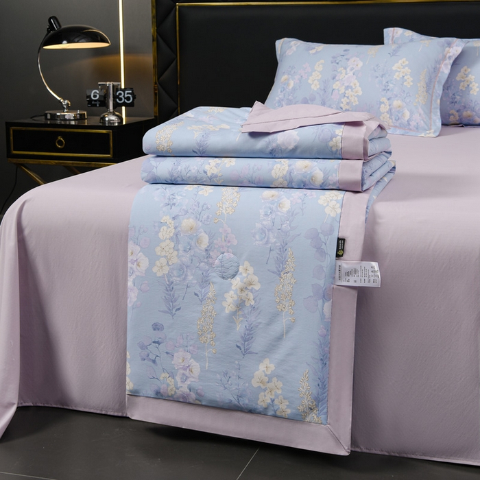 91家纺网 家纺一手货源 找家纺 千嘻汇 2026新款水洗天丝真丝夏被四件套夏凉被空调被 紫罗兰