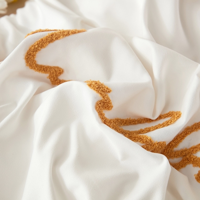 91家纺网 家纺一手货源 找家纺 啊雅家居 2026新款A类水洗棉贝壳边毛巾绣四件套 时尚白