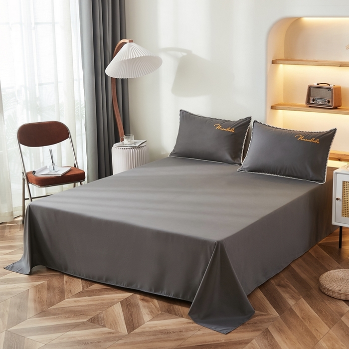 91家纺网 家纺一手货源 找家纺 啊雅家居 2026新款A类水洗棉贝壳边毛巾绣四件套 时尚灰