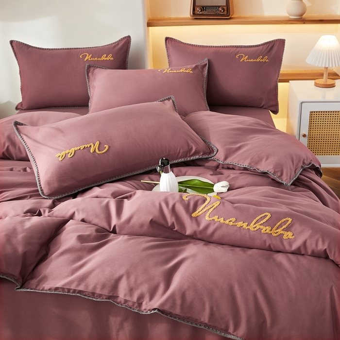 91家纺网 家纺一手货源 找家纺 啊雅家居 2026新款A类水洗棉贝壳边毛巾绣四件套 时尚酱