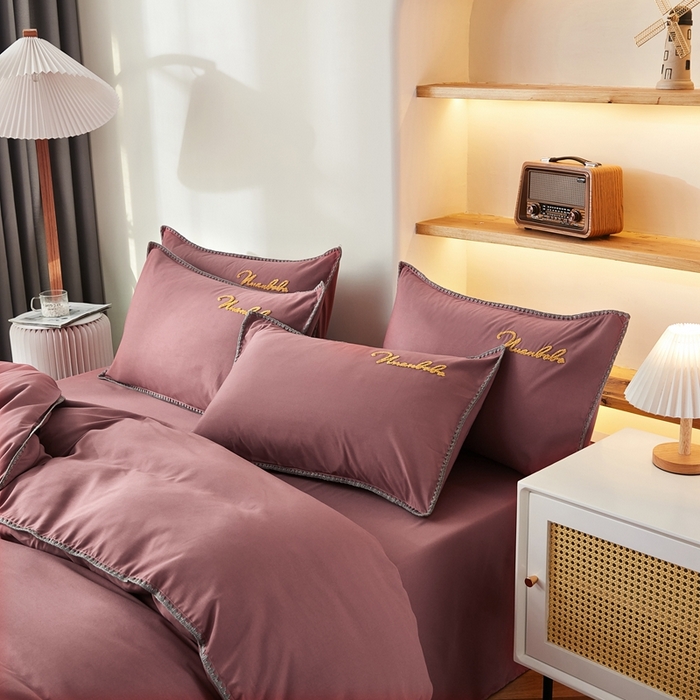 91家纺网 家纺一手货源 找家纺 啊雅家居 2026新款A类水洗棉贝壳边毛巾绣四件套 时尚酱