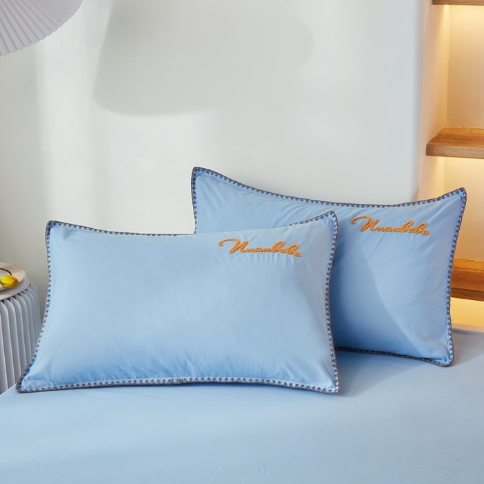 91家纺网 家纺一手货源 找家纺 啊雅家居 2026新款A类水洗棉贝壳边毛巾绣四件套 时尚天兰