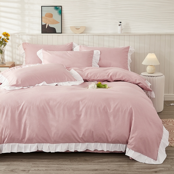 91家纺网 家纺一手货源 找家纺 （总）啊雅家居 2026新款轻奢韩式花边华夫格四件套