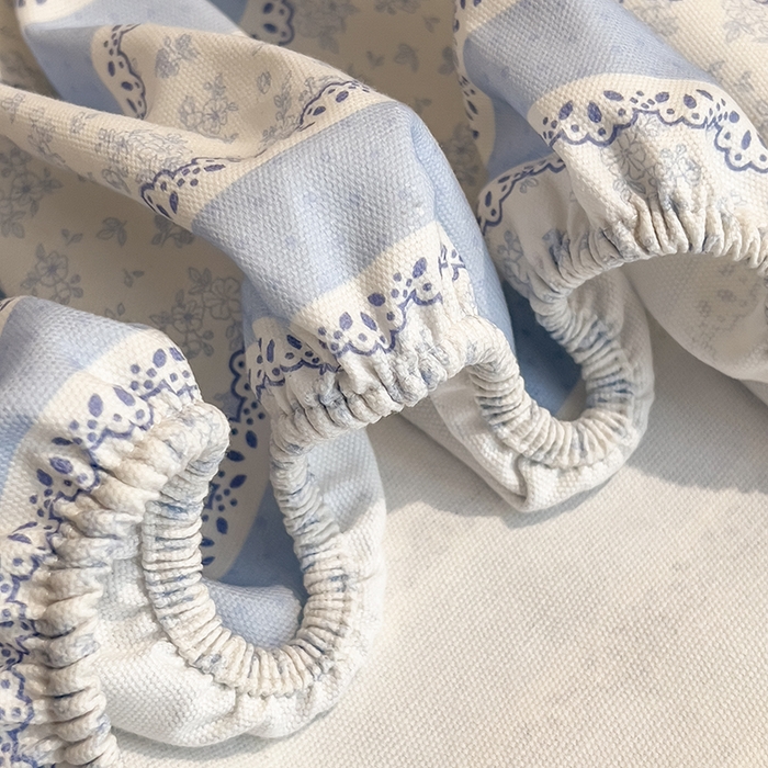 91家纺网 家纺一手货源 找家纺 芃成家纺 2026春夏新款全棉纯棉加厚老粗布单床笠床笠单件床笠三件套 公主梦蓝